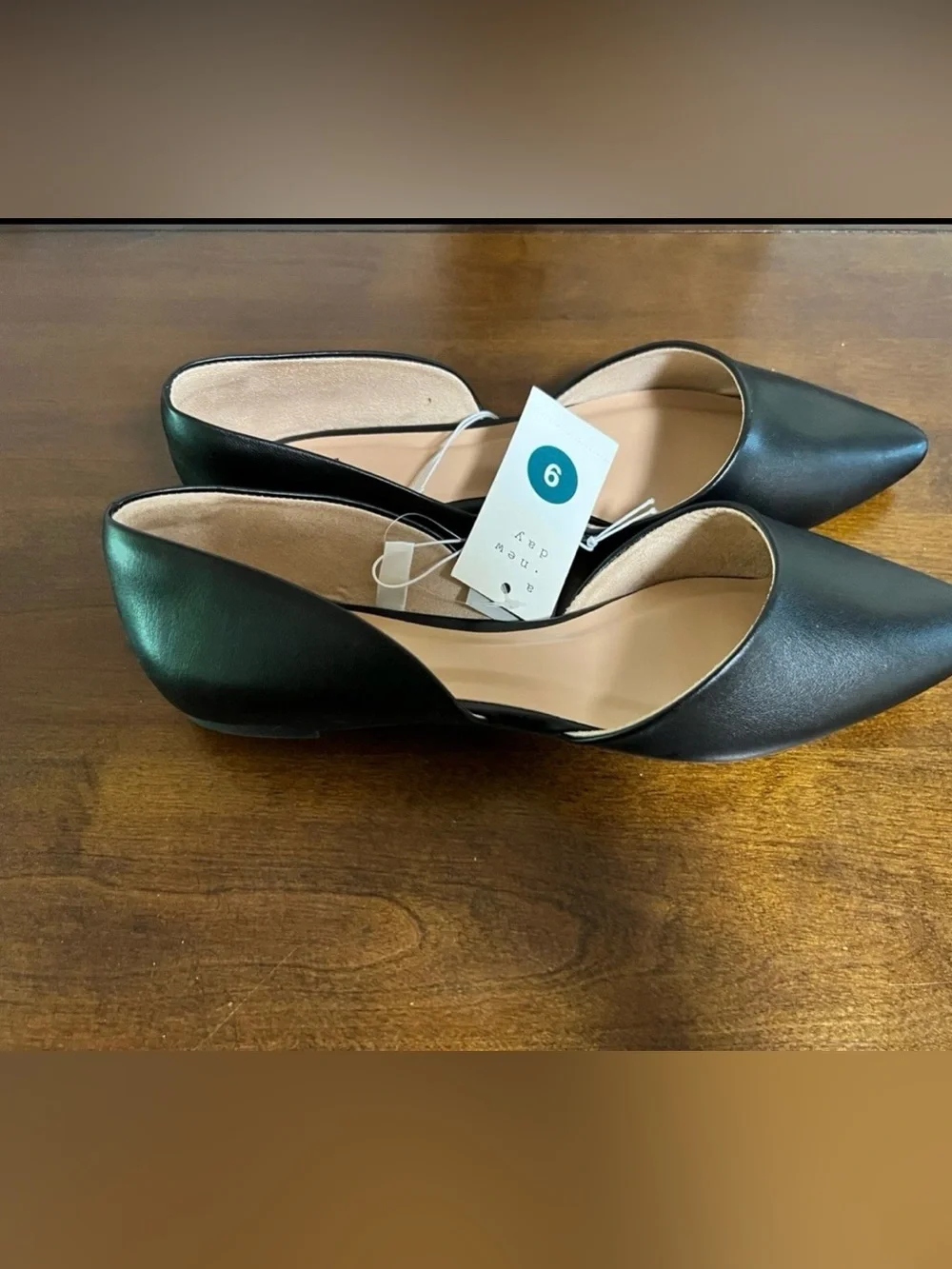 a new day Black Pointed Toe D'Orsay Flats